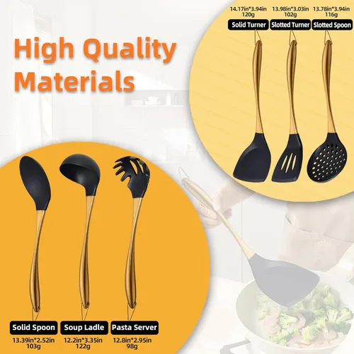 Miniatura 6 de Juego de utensilios de cocina, juego de 6 utensilios de cocina de silicona antiadherente grandes, hechos de silicona de grado alimenticio resistente
