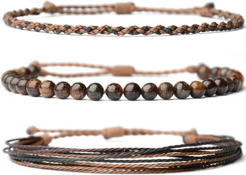Miniatura 28 de Pulsera curativa hecha a mano con cuentas de piedra natural, regalo para hombres, pulsera de cuerda ajustable