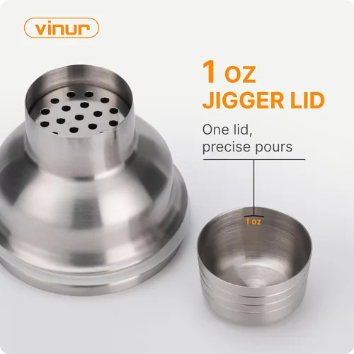Miniatura 3 de VINUR Coctelera aislada, coctelera de Martini aislada al vacío de acero inoxidable de 20 onzas con colador integrado y tapa jigger para camarero