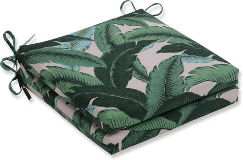 Miniatura 23 de Pillow Perfect Cojines de asiento de esquina cuadrados para exteriores e interiores, 16 x 18.5 pulgadas, selva verde con hojas exuberantes, 2 Selva