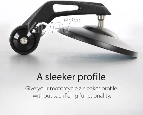 Miniatura 7 de KiWAV Espejos de extremo de barra de motocicleta Bob negro compatible con manillar roscado M6
