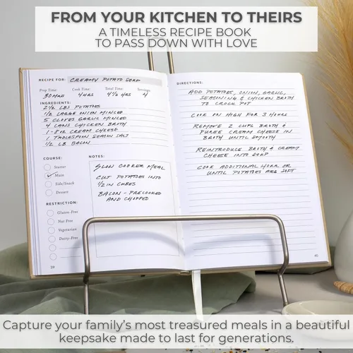 Miniatura 3 de Libro de recetas estético en blanco con cubierta impermeable, el cuaderno de recetas perfecto para escribir en tus propias recetas, hermoso libro