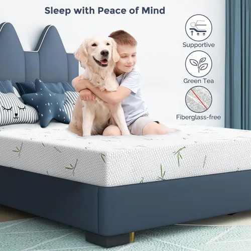 Miniatura 3 de IULULU Colchón individual en una caja, colchón de espuma viscoelástica de 6 pulgadas para niños, firmeza media, certificado CertiPUR-US