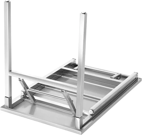 Miniatura 5 de Mesa plegable pequeña de acero inoxidable, mesa de comedor portátil para campamento, picnic, fiesta, sin montaje, escritorio plegable pequeño