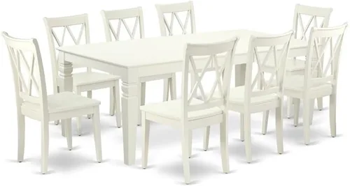 Miniatura 14 de East West Furniture LGCL7-BLK-W - Juego de mesa de comedor de 7 piezas que consta de una mesa de comedor rectangular con hojas de mariposa y 6