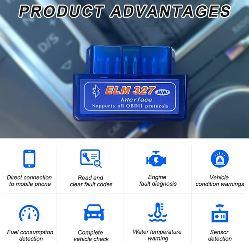 Miniatura 5 de ELM327 OBDII escáner de diagnóstico automático del coche, mini ELM327 OBD2 Bluetooth herramienta lector de código, interfaz OBD II Detector