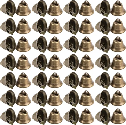 AUEAR, Paquete de 60 mini cascabeles de bronce de 1.024 in, adornos decorativos para árbol de Navidad para fiestas, campanillas de viento, Estilo D