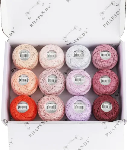 Miniatura 42 de Rhapsody Hilo de algodón perla tamaño 8 hilo de ganchillo Perle 12 bolas Set tejido a mano, bordado, sashiko, punto de cruz, costura, costura, Col. 5