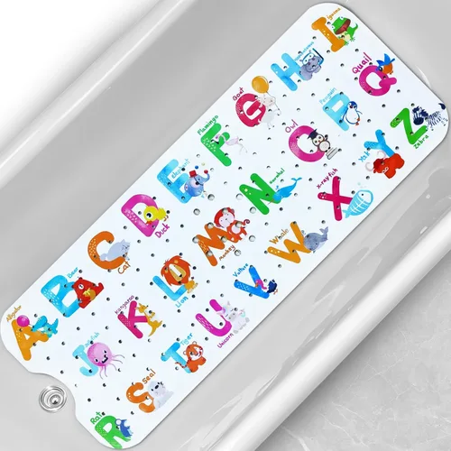 Alfombrilla de Bañera para Bebé, Extra Grande Antideslizante para Niños con Dibujos Animados, Alfombrillas de Ducha para Bañera con Ventosas y