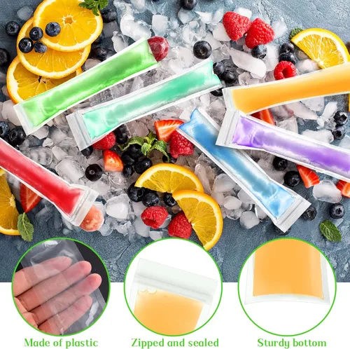 Miniatura 2 de Hoolerry 600 bolsas desechables para moldes de hielo con 1 embudo de silicona para congelar tubos con cierre de cremallera, molde de hielo