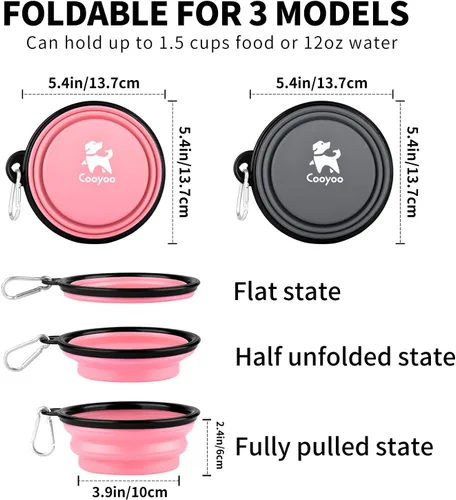 Miniatura 3 de COOYOO Cuenco plegable para perros, paquete de 2 cuencos plegables para agua para perros y gatos, plato portátil para alimentación de mascotas