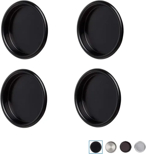 Paquete de 4 tiradores de dedo para puerta de armario de 2-1/8 pulgadas, herrajes negros para puerta corrediza de granero, manija redonda para