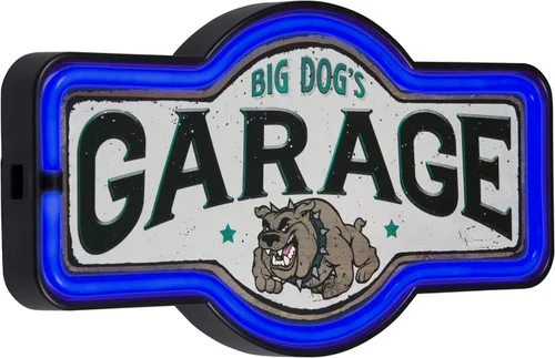 Letrero LED de neón de garaje de Big Dog Vintage inspirado en el estilo retro para decoración de pared para la cueva del hombre, sala de juegos,
