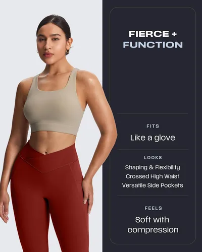 Miniatura 59 de Aoxjox Trinity - Pantalones de yoga de cintura alta con bolsillos para mujer, control de abdomen, cintura cruzada, leggings de entrenamiento suaves