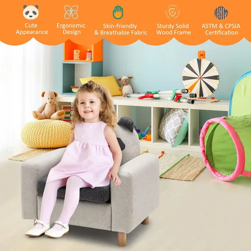 Miniatura 4 de Costzon Sofá para niños, sofá de dibujos animados para niños con marco de madera maciza, cojín grueso, sillón infantil para sala de juegos, jardín