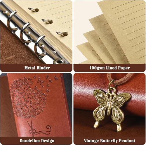 Miniatura 3 de 6 paquetes de cuaderno de cuero, diario de viaje al por mayor, diarios vintage recargables para escribir, regalos de diario para mujeres, hombres
