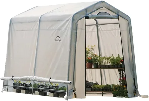 Miniatura 9 de ShelterLogic Invernadero GrowIT de 6' x 8' x 6.5' Estilo Techo a Dos Aguas Casa de Cultivo para Patio Trasero con Estantería Integrada, 6' x 8' x