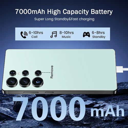 Miniatura 7 de Ecshock I25 Ultra 5G - Teléfono inteligente desbloqueado, 16 GB+512 GB para Android 14, teléfono celular desbloqueado de 6.99 pulgadas, 7000 mAh, 68