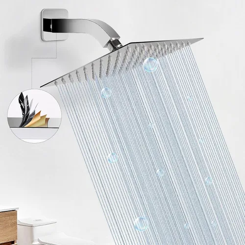 Miniatura 5 de Brazo de ducha con brida y cinta de teflón, tubo de ducha cuadrado montado en la pared, brazo de extensión de acero inoxidable 304 para cabezal