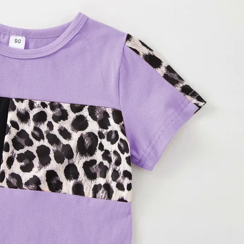 Miniatura 37 de Ropa de verano para niña, camiseta de manga corta para bebé, pantalones cortos, estampado de leopardo, camuflaje, de 18 meses a 6 años