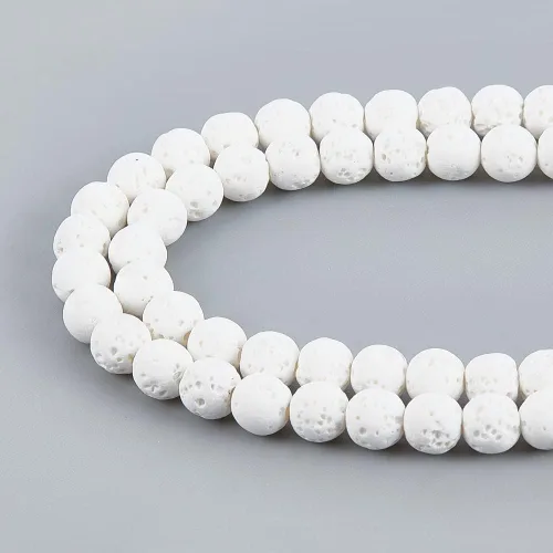 Miniatura 7 de PH PandaHall 610 cuentas de lava natural de 0.236 pulgadas (0.236 in) con cuentas de chakra blanco, cuentas redondas teñidas de piedras preciosas