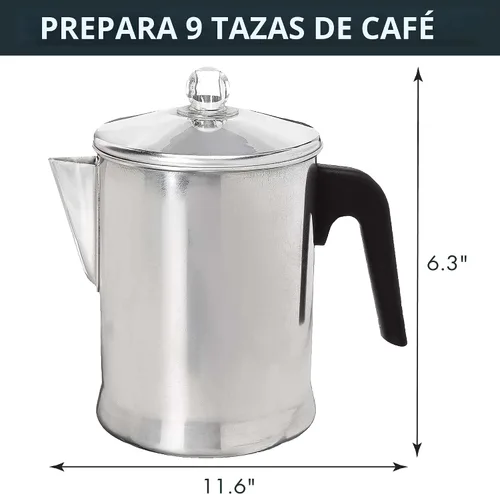 Miniatura 5 de Primula Today Cafetera de aluminio para percolación en la estufa, duradera, para preparar café en la estufa, 9 tazas, plateado
