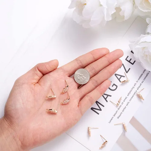 Miniatura 3 de Fashewelry 10 pares de aretes de tuerca de latón con circonita cúbica de oro de 18 quilates con circonita cúbica para mujeres y niñas, aretes