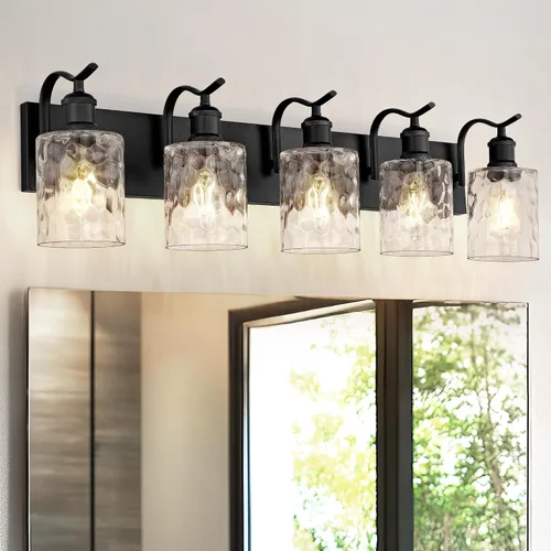 Miniatura 12 de Lámpara de tocador de baño de 3 luces, aplique de pared de níquel cepillado, lámpara de baño moderna con vidrio transparente, VL01BN-3 Níquel