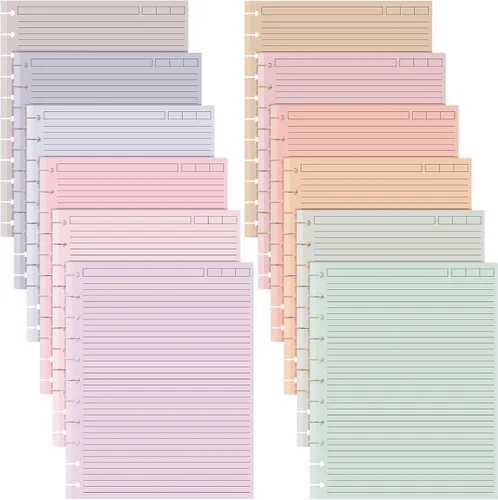 Miniatura 7 de PerKoop 12 paquetes de 480 hojas de papel de recambio de argollas de colores 8.5 x 11 pulgadas con rayas universitarias, tamaño carta, papel rayado