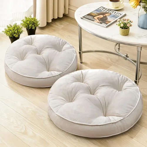 Miniatura 18 de 1 MIDDLE ONE Juego de 2 cojines de piso, cojín de meditación de espuma con memoria, cojines de piso para adultos sentados, cojines de asiento Azul