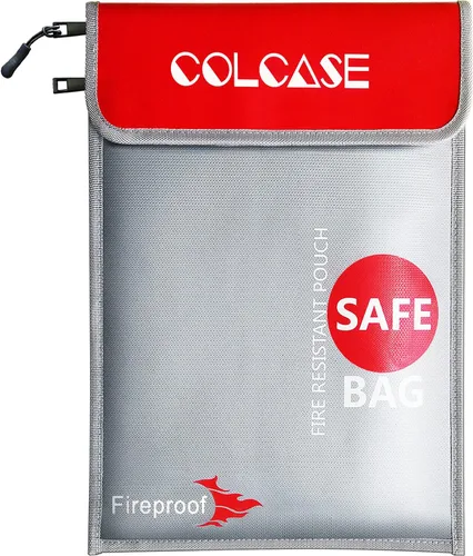 Miniatura 8 de COLCASE Bolsa de documentos ignífuga con cerradura de 5200 ℉ con aislamiento térmico impermeable e ignífugo con cremallera, bolsa ignífuga