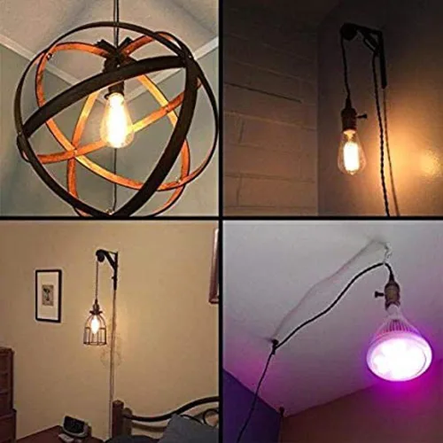 Miniatura 5 de Cable de luz colgante vintage de 15 pies con atenuador, cable de luz colgante con enchufe, kit de lámpara industrial de bricolaje (paquete de 2)