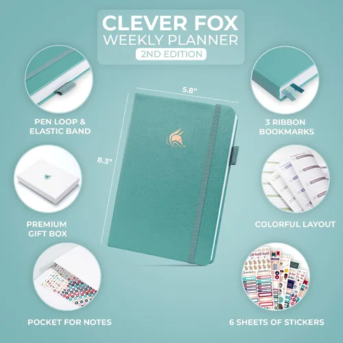Miniatura 2 de Clever Fox - Agenda 2ª edición – Agenda semanal y mensual colorida para objetivos, organizador de gestión del tiempo y productividad, sin fecha, A5