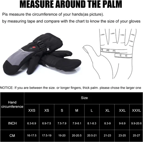 Miniatura 4 de Guantes térmicos para hombres, mujeres y niños, guantes de esquí con batería recargable eléctrica para patinaje de invierno, nieve, camping