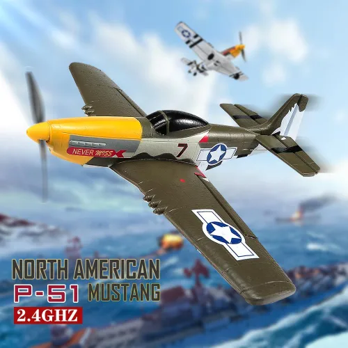 Miniatura 8 de ANTSIR Avión RC P51 para adultos y niños, avión de control remoto de 4 canales con Aileron/timón/elevador/giroscopio, planeador de caza Mustang