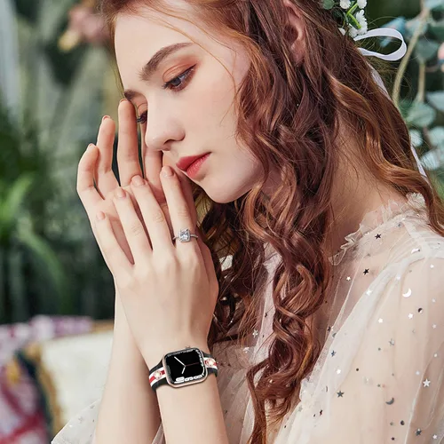 Miniatura 6 de Banda de diseñador con adornos decorativa compatible con Apple Watch de 38mm 40mm 41mm 42mm 44mm 45mm 46mm 49mm, para mujeres y hombres, pulseras