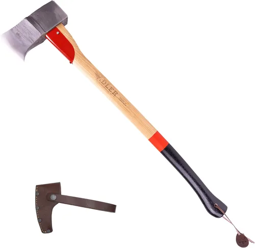 Miniatura 16 de Adler Rheinland - Hacha de camping con funda de cuero, forjado alemán, mango de nogal de 14 pulgadas, hacha compacta para senderismo, bushcraft