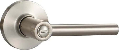 Miniatura 2 de Amazon Basics - Manija de puerta contemporánea, modelo Madison - Privacidad - Níquel satinado, paquete de 6