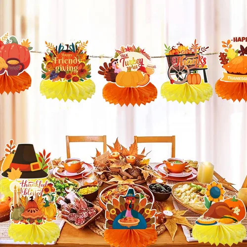 Miniatura 29 de 9 piezas de decoración de centro de mesa de otoño, decoración de mesa para fiesta de otoño, centro de mesa de Acción de Gracias, centro de mesa