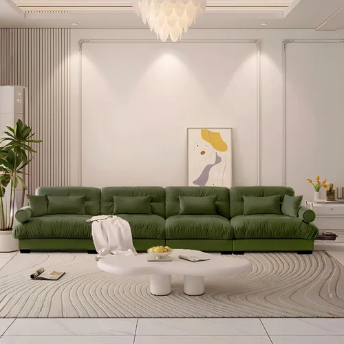 Miniatura 29 de Reposapiés Otomano Tapizado de Terciopelo con Cojín para Sofá Seccional Sofá 300 libras para Sala de Estar (Beige)