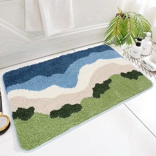 Miniatura 9 de Tapete de baño súper absorbente de microfibra esponjosa, antideslizante y lavable a máquina, tapete de baño para baño, dormitorio y sala de estar