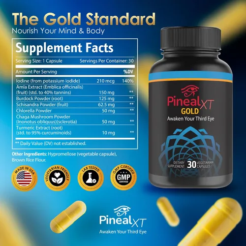 Miniatura 2 de Pineal XT Gold - Suplemento de glándula pineal - Despertar del tercer ojo - Suplemento de enfoque y memoria para el cerebro - 7 ingredientes