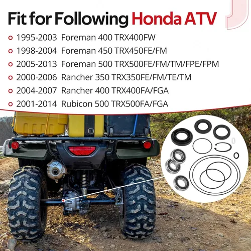 Miniatura 2 de JAVIK Kit de sellos de rodamientos de eje trasero izquierdo y tambor de freno para Honda Rancher 350 400 Foreman 400 450 500 Rubicon 500, OEM#