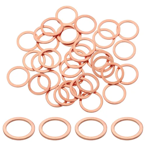 Miniatura 23 de uxcell 75 anillos de sellado de arandela plana M36 de cobre, 1.417 in ID 1.654 in OD 0.059 in de grosor, arandelas de trituración de cobre, junta