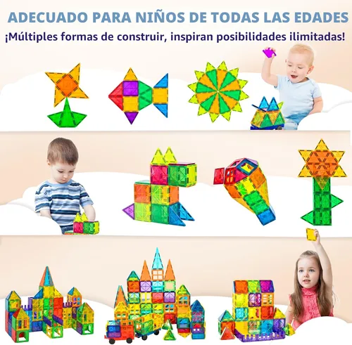 Miniatura 3 de cossy Juego de 120 bloques de construcción magnéticos 3D con azulejos magnéticos, juguetes educativos de construcción para niños y niñas de 3, 4, 5
