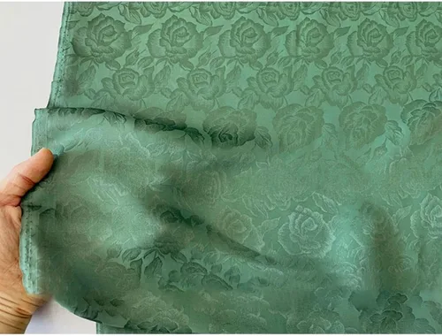 Miniatura 4 de Brocado tela jacquard entretejida Noble seda de morera satén vintage elegante rosa patrón de tela para disfraces Cheongsam Kimono 114X50cm, verde