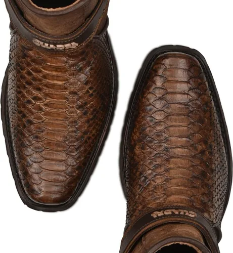 Miniatura 2 de Cuadra Botín para hombre en piel auténtica pitón marrón 1J2LPH