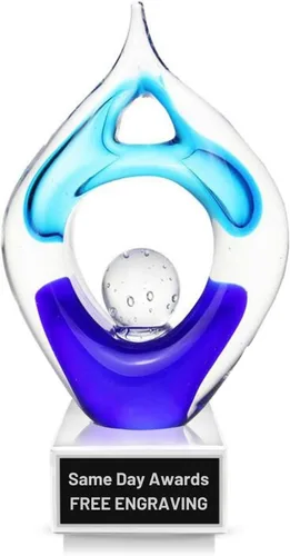 Miniatura 35 de Premio de Vidrio Artístico Soplado a Mano – Premio Elegante con Grabado Personalizado para Corporativo, Deportes, Jubilación, Reconocimiento