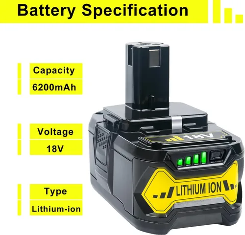 Miniatura 2 de Reemplazo de litio de 18 V 6.2 Ah para batería Ryobi de 18 V compatible con batería Ryobi One+ P108 P102 P103 P104 P105 P107 P109 P190 P191 P189