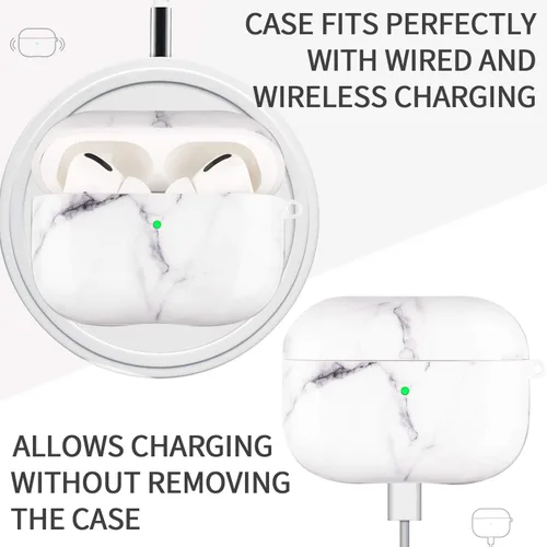 Miniatura 4 de Funda para Airpods Pro - YOMPLOW Funda protectora rígida de piel portátil y a prueba de golpes para mujeres y niñas con llavero para Apple Airpods